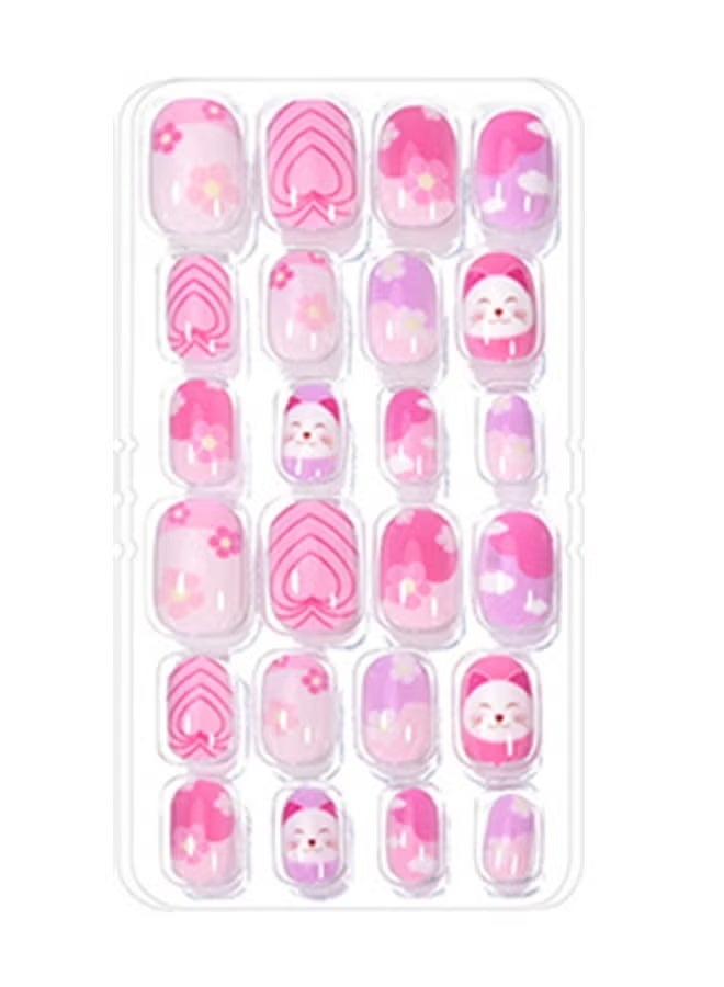 HTKCRX Nail Stickers —False Nails Multicolour,120Pcs 5 Days Cute Design Nail Tips for Children Press On False Nails Set Manicure DIY - Image 5